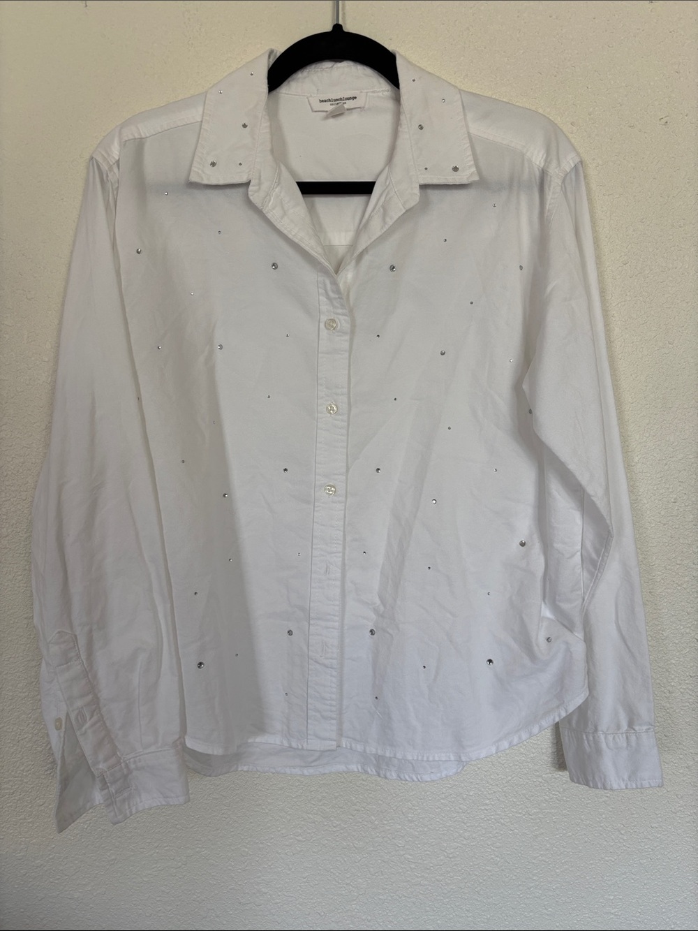 Bedazzled poplin top